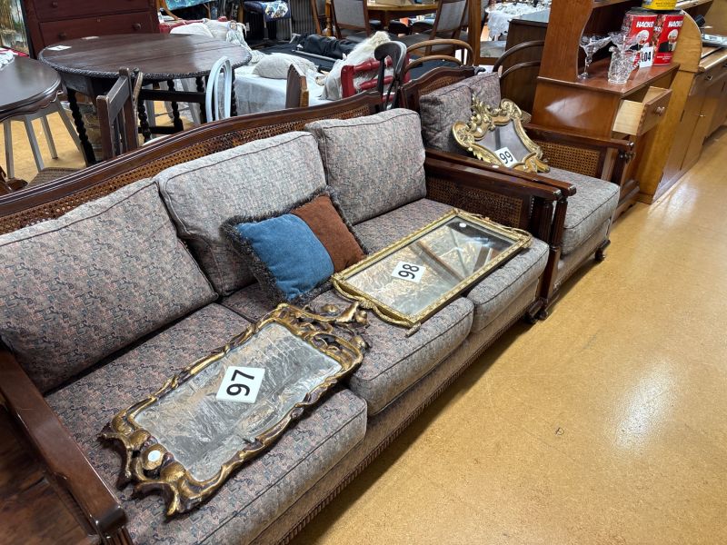 Beautiful vintage three seater sofa and chair